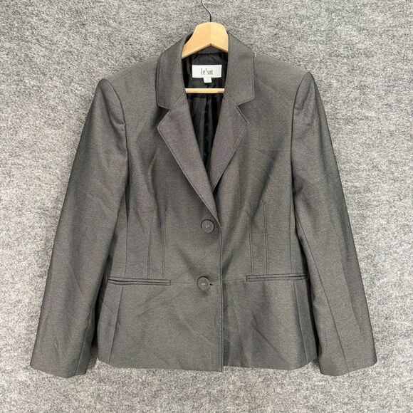 Le Suit Blazer Women 14 Grya Button Up Collared Long Sleeve Lined Pockets - Picture 1 of 6